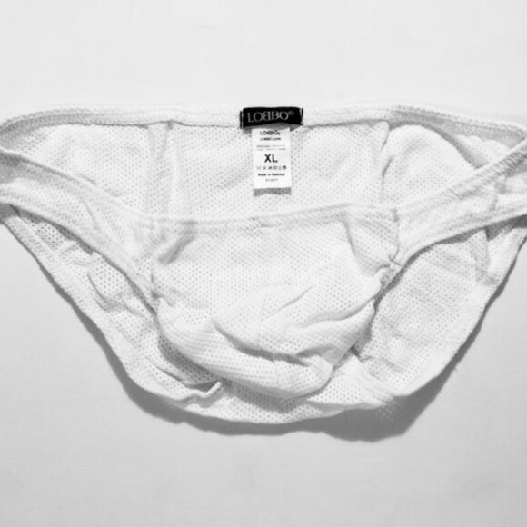LOBBO Size XL 100% Cotton Mesh Bikini Brief - White - LOB-WHT-M - Picture 2 of 8